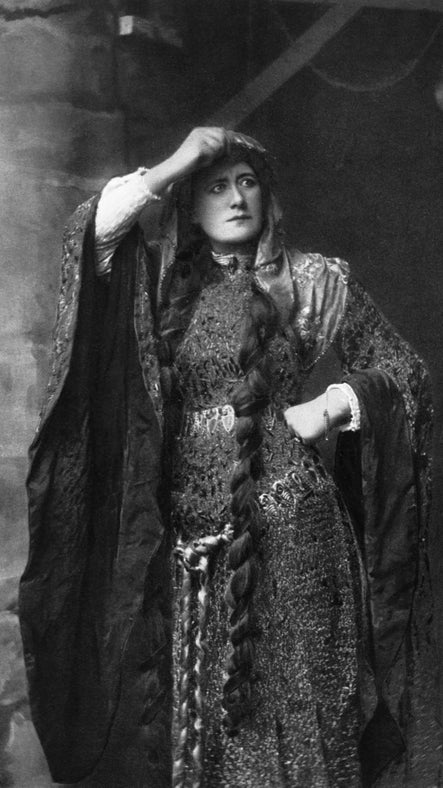 A black and white photograph of Ellen Terry as Lady Macbeth, at Smallhythe Place, by Window and Grove Studios
